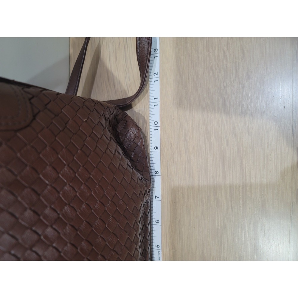 Vintage Ganson Leather Woven Brown.Crossbody Bag Top Zipper With 2 Pockets - Picture 4 of 15